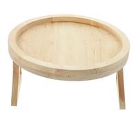 Sewroro Mesa Auxiliar Plegable de Madera para Reposabrazos de Sofá Bandeja Redonda Compacta Multifuncional para Aperitivos y Bebidas Soporte Portátil para Sala y Descanso