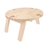 Sewroro Mesa Auxiliar Plegable Redonda de Madera Caqui para Exteriores Portátil y Ligera Soporte para Vasos Adecuado para Picnic Playa y Reuniones al Aire Libre
