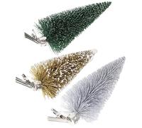 Sewroro Mini Árbol de Navidad Decorativo Clip Set de 3 Unidades Verde Plata y Dorado 13 CM Pino Artificial Purpurina para Decoración de Mesa y Ambiente Festivo
