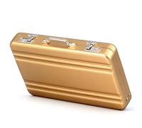 Sewroro Mini Maletín Metálico Porta Tarjetas de Visita Dorado, Organizador Compacto Cierre a Presión, Caja para Tarjetas de Índice y Notas, Adecuado para Oficina y Escritorio, 1 Unidad