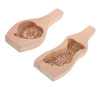 Sewroro Molde para Pasteles de Luna de Madera Tradicional 2 Unidades con Mango Ergonómico Diseño Tallado de Carpa y Melocotón Utensilio para Hornear del Festival del Medio Otoño Prensa