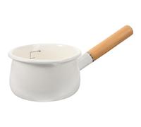 Sewroro Olla Pequeña Esmaltada de 1000 Ml Mango de Madera Cacerola Antiadherente para Leche y Sopa Mini Cacerola Multifunción para Cocina y Calentamiento de Alimentos