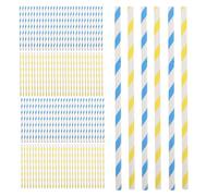 Sewroro Palitos de Algodón de Azúcar de Papel 10X300 MM 100 Unidades Rayas Azules y Amarillas para Máquinas Automáticas Comerciales Accesorios para Fiestas Ferias y Bodas