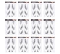 Sewroro Pegatinas para Cejas 6D Impermeables Efecto Pelo 12 Unidades Negras Adhesivos Postizos Naturales para Maquillaje Rápido y Corrección de Cejas