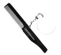 Sewroro Peine Plegable de Dientes Finos para Barba y Bigote, Llavero Espejo Ovalado, Tamaño Grande, Acrílico Portátil para Cuidado Personal Masculino en Viaje y Uso Diario