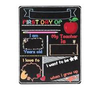 Sewroro Pizarra Escolar Decorativa de Madera Doble Cara Impresión Colorida Cartel para Primer Día de Preescolar Letrero Infantil para Habitación y Aula Accesorio de Decoración Segura