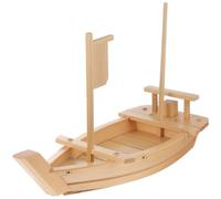 Sewroro Plato de Sushi Tipo Barco de Madera Natural 50 Cm, Bandeja para Servir Sashimi y Comida Japonesa, Plato Grande Ecológico para Restaurantes y Cenas Familiares