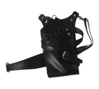 Sewroro Riñonera para Tijeras de Peluquería de Cuero Genuino Bolsa Negra Multifuncional para Herramientas de Peluquero Organizador Ligero y Resistente para Salón Profesional