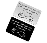 Sewroro Tarjetas de Acero Inoxidable para Cartera 2 Unidades Plata y Negro Grabado de San Valentín Obsequio Resistente para Aniversarios y Bodas