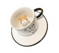 Sewroro Taza de Café de Cerámica 220Ml Diseño 3D de Animal Amarillo Base Antideslizante y Borde Liso Adecuado para Té Café y Jugos Oficina y Hogar