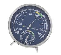 Sewroro Termómetro Higrómetro Analógico de Acero Inoxidable Alta Precisión Tamaño Mediano para Interior y Exterior Indicador de Temperatura y Humedad Uso Doméstico y Sauna Sobremesa