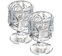 Sewroro Vasos de Licor de Cristal Transparente 2 Piezas Diseño Retro Europeo Copa Pequeña para Whisky y Vino Dispensador de Vino para Hogar y Decoración de Mesa