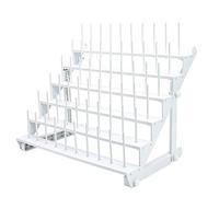 SewTech - Estante para 60 carretes o 30 conos, soporte grande para hilos montado en la pared con clavijas largas, soporte de plástico blanco brillante para bordado, almacenamiento de hilos de coser y