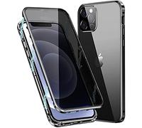 Sewutoyu Anti Peeping Funda Compatible para iPhone 16, Funda Antiespía Adsorción Magnética Metal Bumper Cover 360 Protectora, Anti-Spy Protección privacidad Vidrio Templado Anti Peep Carcasa,Negro