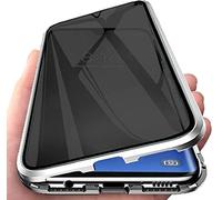 Sewutoyu Anti Peeping Funda Compatible para OPPO Find X6, Funda Antiespía Adsorción Magnética Metal Bumper Cover 360 Protectora, Anti-Spy Protección Privacidad Vidrio Templado Carcasa,Plata