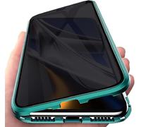 Sewutoyu Anti Peeping Funda Compatible para OPPO Find X6, Funda Antiespía Adsorción Magnética Metal Bumper Cover 360 Protectora, Anti-Spy Protección Privacidad Vidrio Templado Carcasa,Verde