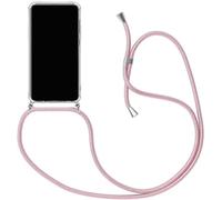 Sewutoyu Funda con Cuerda para Motorola Moto G24 Power 4G - Funda Protectora ponible - Carcasa Transparente TPU Silicon Colgante Ajustable Collar Case, Carcasa Anti Shock con Cuerda Correa,Rosado