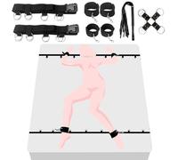 Sex Bondage Restraints BDSM Juguetes, Cama Restraints Parejas Juguetes Sexuales Bondage Restraints BDSM Kit, Cama ajustable Restraints Sex Straps Set con esposas Blindfold Cross