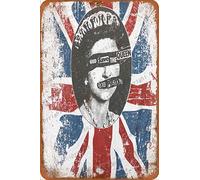 Sex Pistols God Save The Queen Poster Cartel Retro de hojalata, Cartel Vintage, Placa, decoración de Pared para Bar, cafetería, jardín, Dormitorio, Oficina, Hotel, 20X30 cm