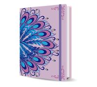 sexeeg Cuaderno de Tapa Dura A5 - Rayas para Escribir - 100gsm - 224 Páginas Numeradas - Diseño con Estampado de Pluma de Pavo Real - Diario de Escritura para Mujeres - Papel Grueso de Calidad