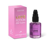 Sexitive LOVE POTION Aceite besable con sabor a Algodón de azucar. Sensación envolvente de calor. Aceite corporal íntimo saborizado comestible. Base de Agua. No Mancha. 30 ml