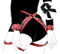 Sexo Bondage BDSM Kit de restricciones, esposas ajustables tobillo y muslo esposas venda de ojos correa de cintura cruzada, juegos SM para adultos juguetes sexuales para mujeres y parejas