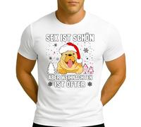Sexo es hermoso pero la Navidad es más a menudo Bulldog Dog | Camiseta de Navidad Navidad X-Mas Hombre, Blanco, M