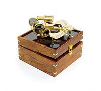 Sextante grande de latón de 8.5 pulgadas con caja de madera de cristal, colección de navegación náutica, ideas de decoración de regalos piratas, instrumentos marinos