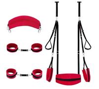 Sexual 5 en 1, kit de bondage BDSM, hamaca colgante for puerta, ataduras sexuales for muñecas, muslos y tobillos for mujeres, juguete for adultos(Red)