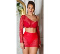 Sexy 2-tlg Mujer Red Conjunto de Gogo Top + Falda Clubwear Rojo 34/36/38 #
