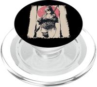 Sexy Anime Chica Japonés Samurai Rojo Sol PopSockets PopGrip para MagSafe