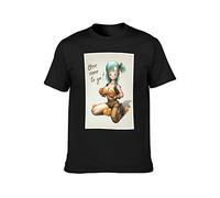 Sexy Bulma One More to Go Anime Manga Hombre Black Camiseta Gráfica Impreso Unisex Camiseta, Negro , XXL