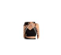 Sexy cadena de hombro con borlas de perlas para verano, playa, cadena de cuello de perlas, bikini, festival, rave, brasier de perlas, bralette de perlas, joyería para mujer, mediano, aleación