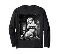 Sexy Girl EDM Shirt Hombre - Sexy Blonde DJ Rave en B&W Manga Larga
