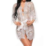Sexy Ladies Lace Ruffles Robe Lencería Ropa de Dormir Sexo erótico Transparente Babydoll Ropa Interior Vestido de Noche