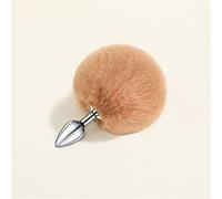 Sexy lindo Anal Plug extraíble felpa Metal Butt Plug adulto Cosplay accesorios de juguete(Braun,S)