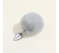 Sexy lindo Anal Plug extraíble felpa Metal Butt Plug adulto Cosplay accesorios de juguete(Grau,Mini)
