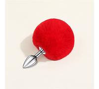 Sexy lindo Anal Plug extraíble felpa Metal Butt Plug adulto Cosplay accesorios de juguete(Rot,Mini)