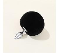 Sexy lindo Anal Plug extraíble felpa Metal Butt Plug adulto Cosplay accesorios de juguete(Schwarz,Mini)