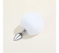 Sexy lindo Anal Plug extraíble felpa Metal Butt Plug adulto Cosplay accesorios de juguete(Weiss,Mini)