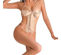 Sexy Lingerie For Women - Lencería Divertida De Encaje Pijama Sexy De Deseo Mono De Corte Abierto Picante Ahuecado para Mujer (White S)