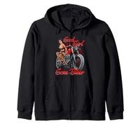 Sexy Motocicleta Biker Babe Esposa Vieja Dama Buena Chica Pin Up Sudadera con Capucha