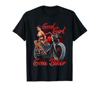 Sexy motocicleta motero bebé esposa anciana chica buena pin up Camiseta