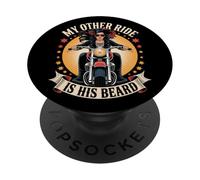 Sexy Motocicleta Mujer Jinete Biker Babe Otro Paseo Su Barba PopSockets PopGrip Adhesivo