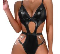 Sexy Outfit Fashion Patent Leather Erotic Underwear Set Unique Personality Women Lingerie White B-Black