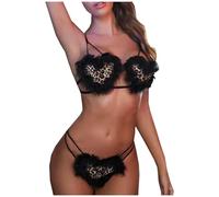 Sexy Outfit Off The Shoulder Lace Women's Underwear Set Sex Fashion Breast Wrap Erotic Lingerie D-Black L