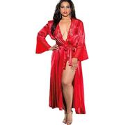 Sexy Outfit Perspective Casual Erotic Nightgown Long Comfortable Fashion Women's Underwear A-Red 4XL