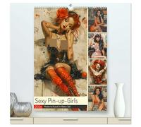 Sexy Pin-up-Girls. Moderne Kunst im Retro-Stil (hochwertiger Premium Wandkalender 2026 DIN A2 hoch), Kunstdruck in Hochglanz: Hübsche Mädchen im Comic-Stil der 50er Jahre