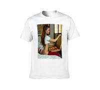 Sexy Pizza Girl On Bed Naughty Food Naked Unisex T-Shirt Mens White Men Tees XL