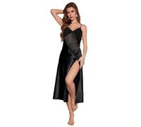 Sexy Sleepwear Women Lang Perspective Sex Fashion Deep V Lace Lingerie Set Sexy Nightwear E-Black XL